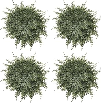 BestAlice 4 PCS Christmas Placemats Set, Christmas Round Placemats with Artificial Pine Branches, Winter Place Mats Dining Table Mats for Christmas Party Decorations A