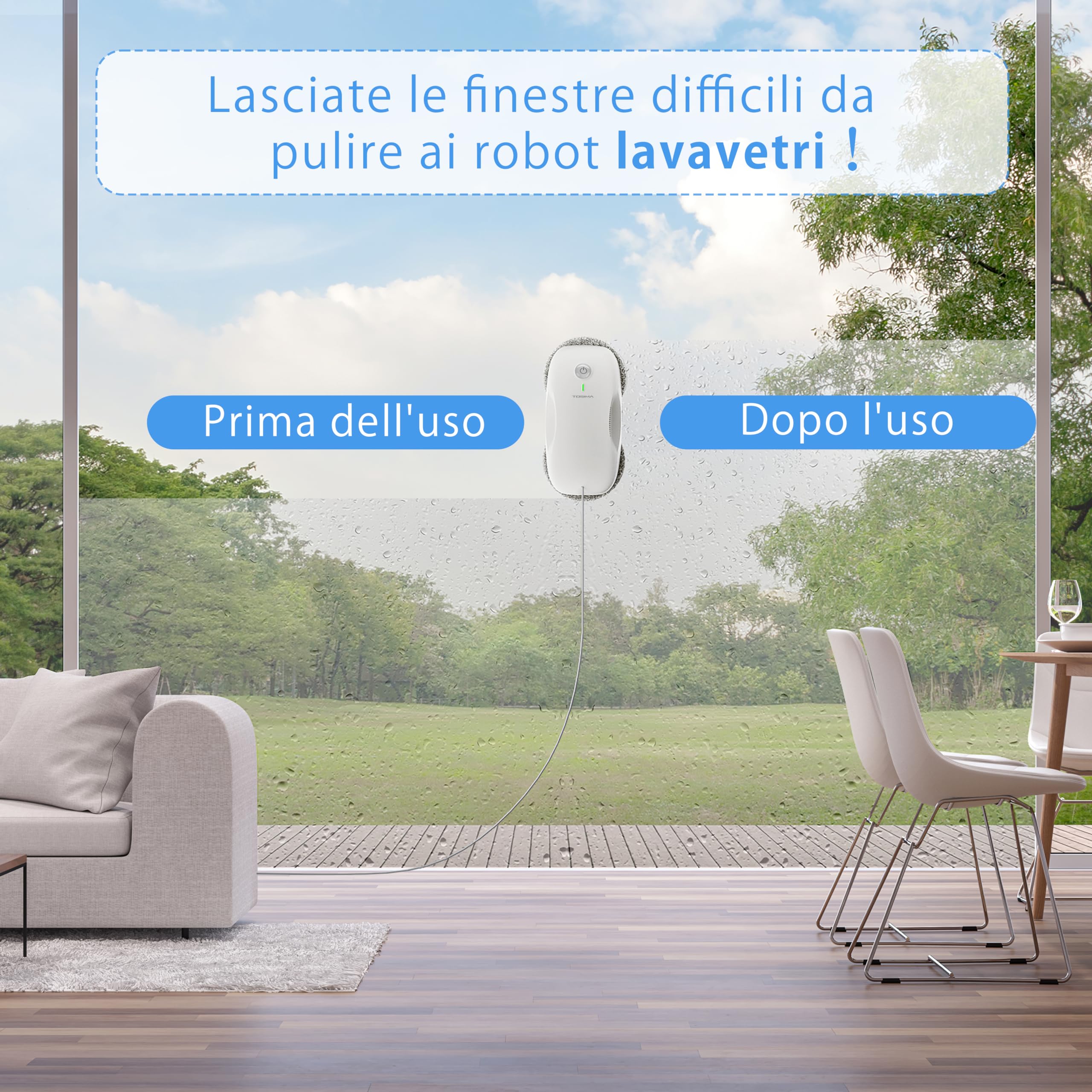 Tosima W2 robot lavavetri,per la pulizia delle finestre con 3800Pa forte aspirazione, triplo sistema di sicurezza,robot per la pulizia delle finestre remoto con 12 pc stracci
