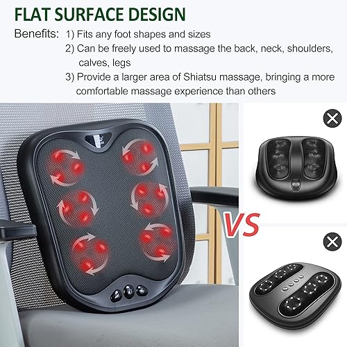 Miniatura 4 de Snailax Shiatsu - Masajeador de pies con calor, cubierta lavable, masajeador de pies y espalda, cojín de asiento de masaje de espuma viscoelástica,