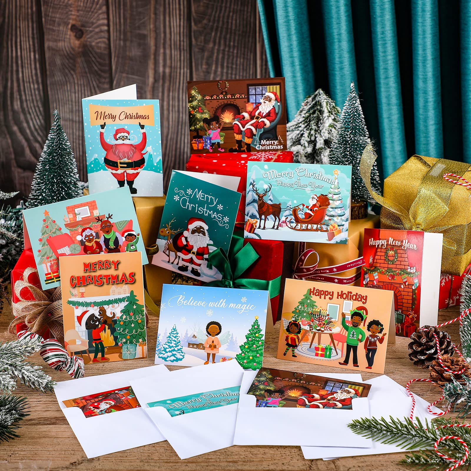Amazon | Woanger 36枚 アフリカ系アメリカ人のクリスマスカード
