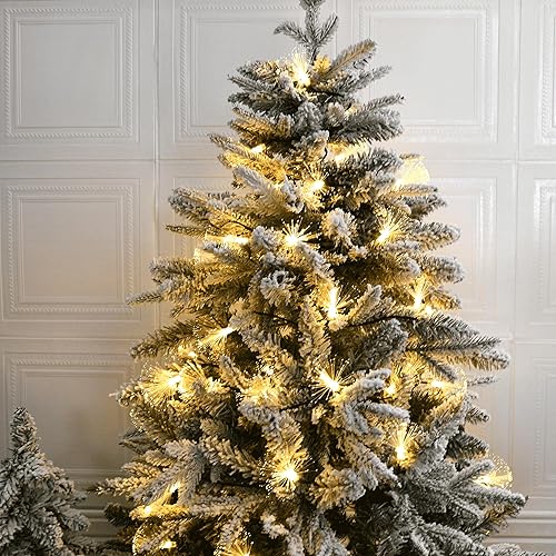 Miniatura 2 de YOLIGHT Guirnalda de luces de fibra óptica, funciona con pilas, 33 pies, 60 luces LED de fuegos artificiales con temporizador, alambre verde, luces