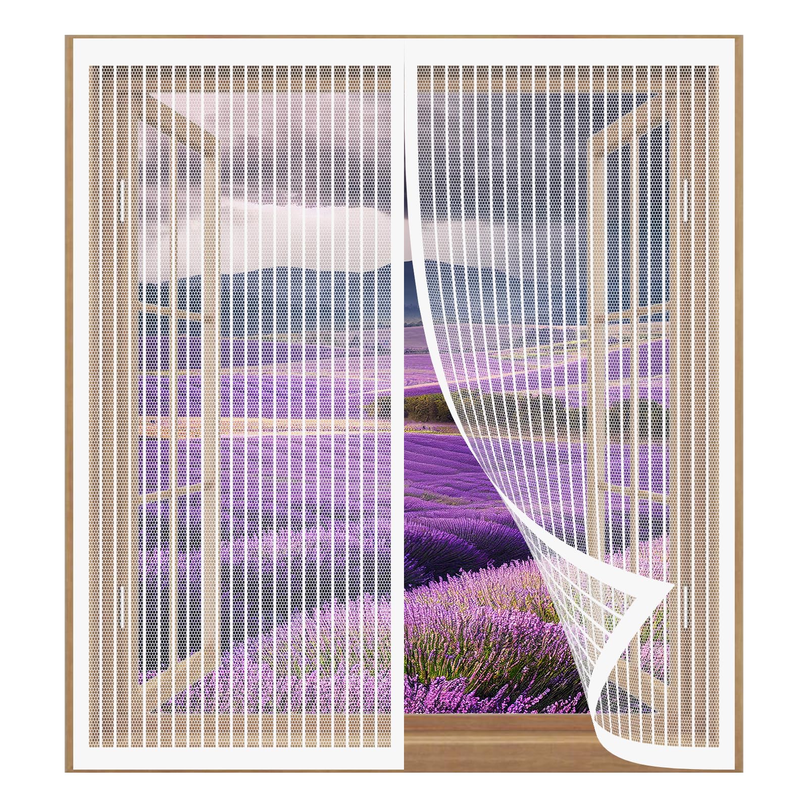 Moustiquaire extensible sans percer avec maille en fibre de verre et fermeture aimantée