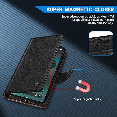 Miniatura 3 de ZZXX Funda tipo cartera para Google Pixel 6a con bloqueo RFID, ranura para tarjetas, función atril, cierre magnético, funda protectora de cuero para