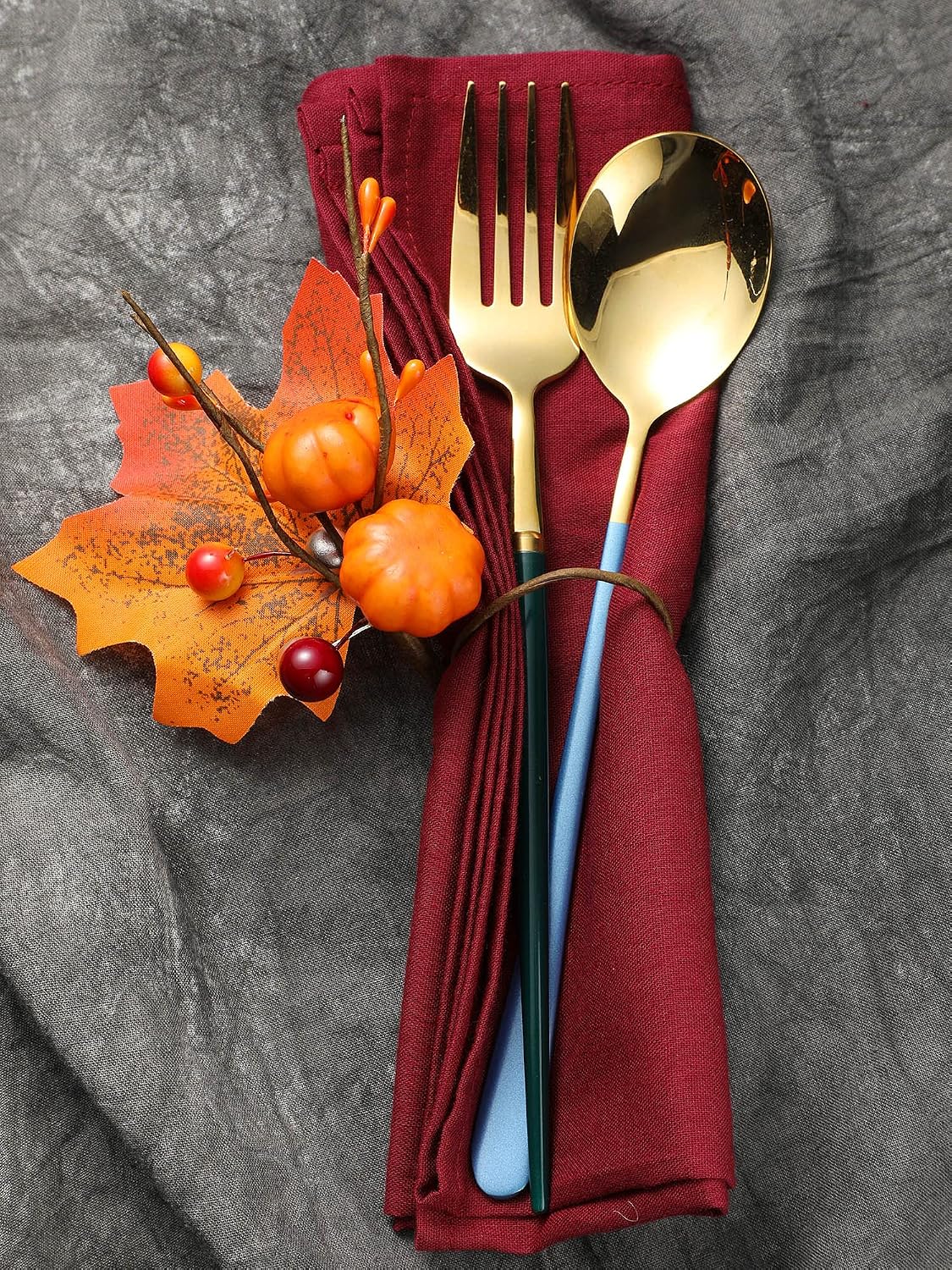 Patelai 12 Pcs Fall Napkin Rings Pumpkin Maple Leaf Ring Holder