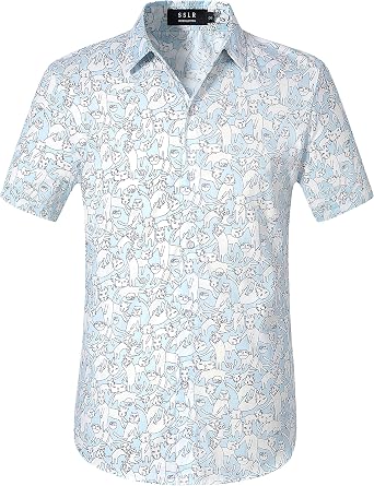 SSLR Mens Casual Button-Down Shirts Short Sleeve Tropical Hawaiian Shirts for Men