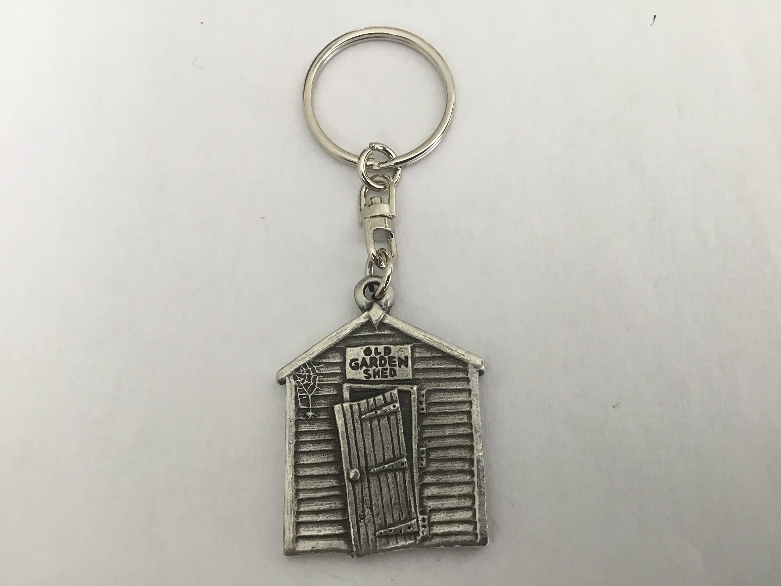 Old Garden Shed Pewter Keyring UK Made