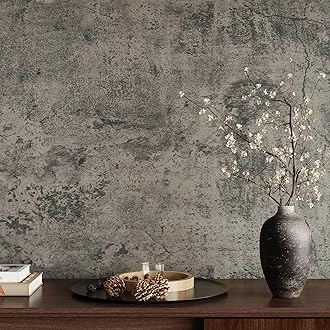 VaryPaper 32''x118'' Cracked Concrete Wallpaper Peel and Stick Grey Textured Wallpaper Cement Contact Paper Self Adhesive Waterproof Thick Concrete Wall Paper Roll for Bedroom Countertops Fireplace