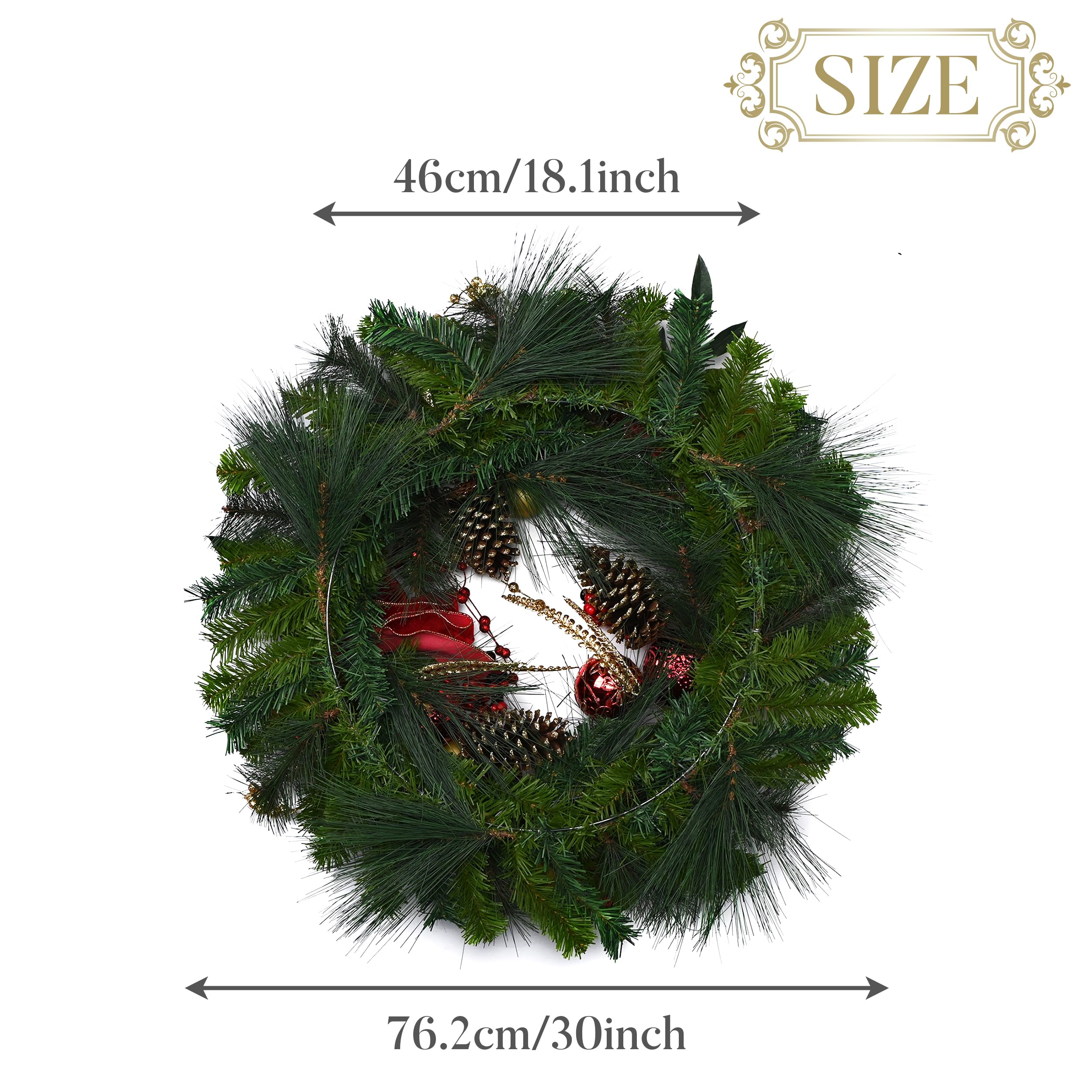 Valery Madelyn Pre-Lit Christmas Wreath for Front Door with Lights, 30 ...