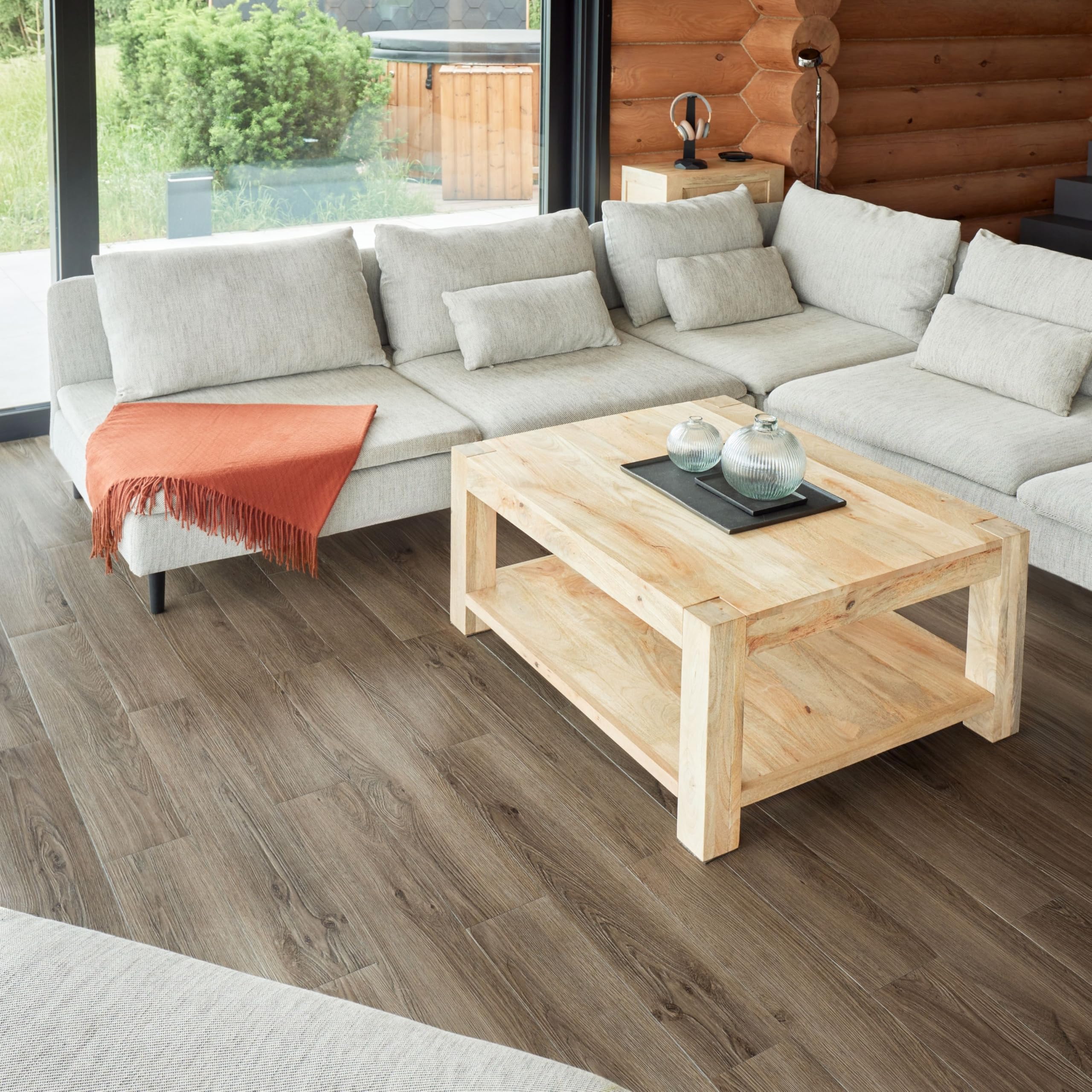 Self Adhesive Floor Planks - 7 Planks Pack Covering 10.47 sq ft / 0.97sqm | Each Stick On Tile Plank Measures 5.9x35.9in (91.4x15.2cm) | Peel And Stick Vinyl Flooring | Brown Wood Effect
