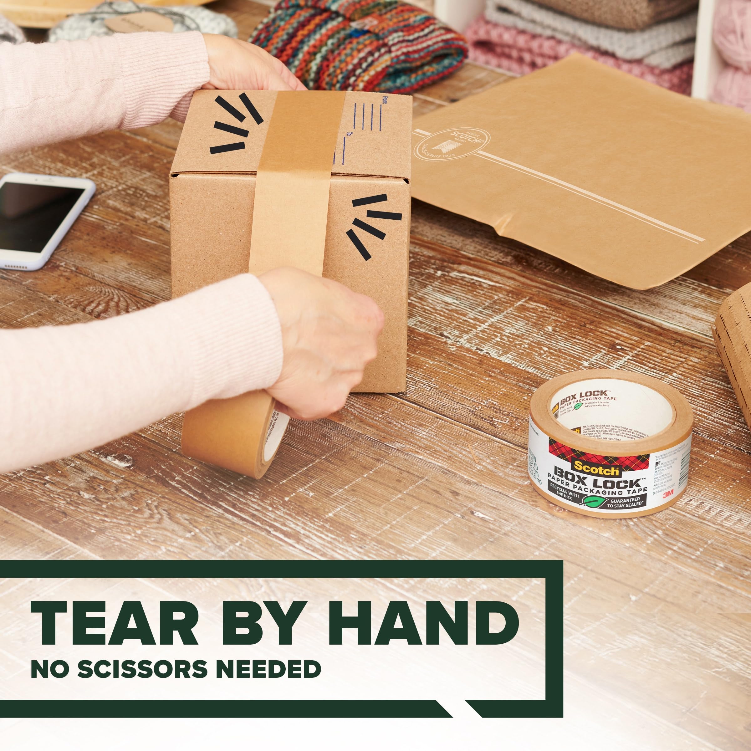 Amazon.com: Scotch Box Lock Paper Packing Tape, Kraft Brown
