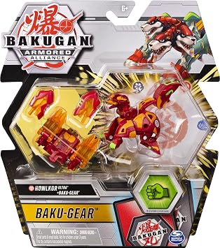 Bakugan Ultra, Pyrus Howlkor with Transforming Baku-Gear, Armored Alliance 3-inch Tall Collectible Action Figure
