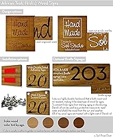 Vista 5 de Modern Hotel - Apartment Door Sign Vertical - Solid Wood African Teak Iroko with Laser Engraving - Wall mounted Room Number - Art Deco Font