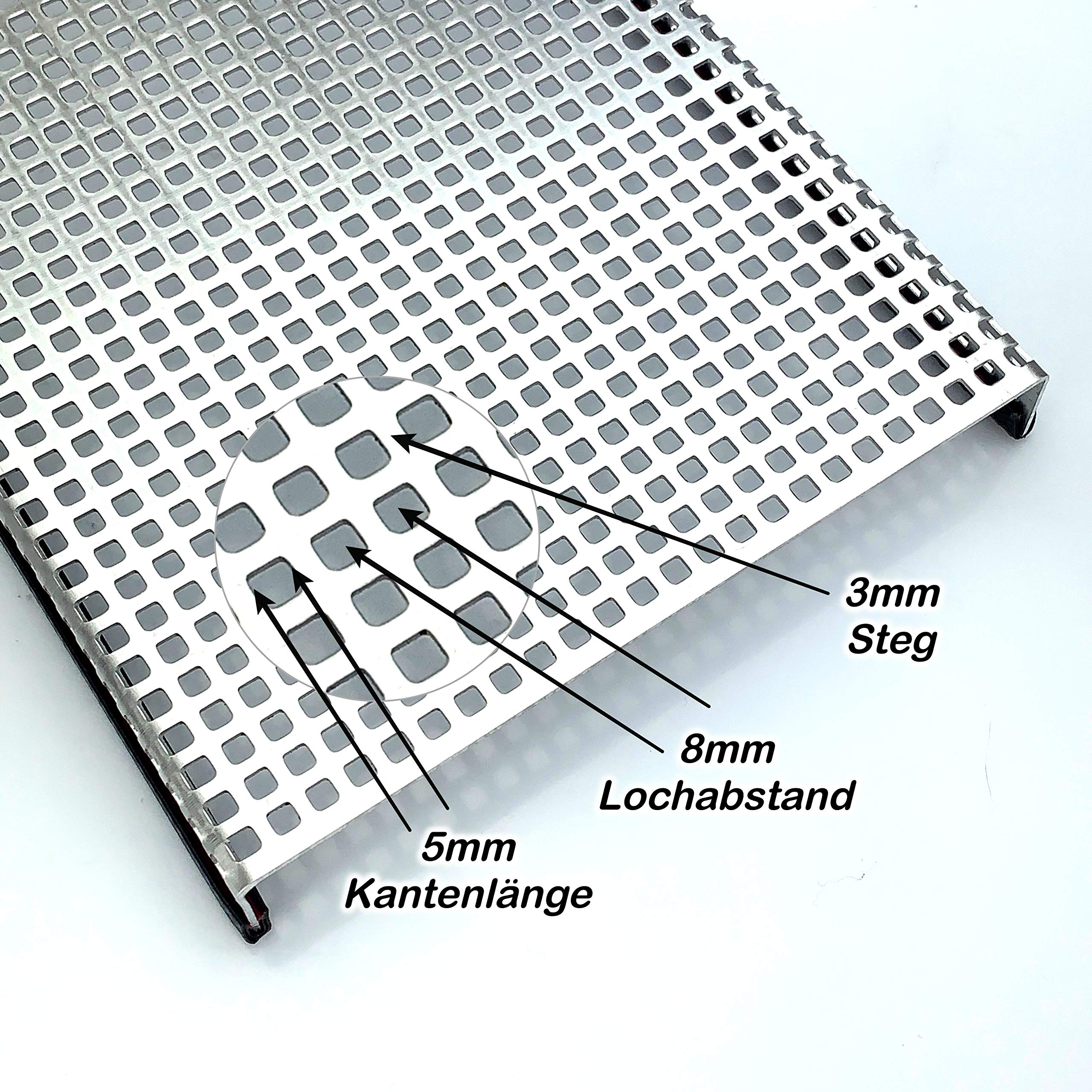 Aluminium 1,5mm dick Terrariumabdeckung mit Kantenschutz Lochblech QG 5-8 Schutzgitter, Größe nach Maß (800mm x 400mm)