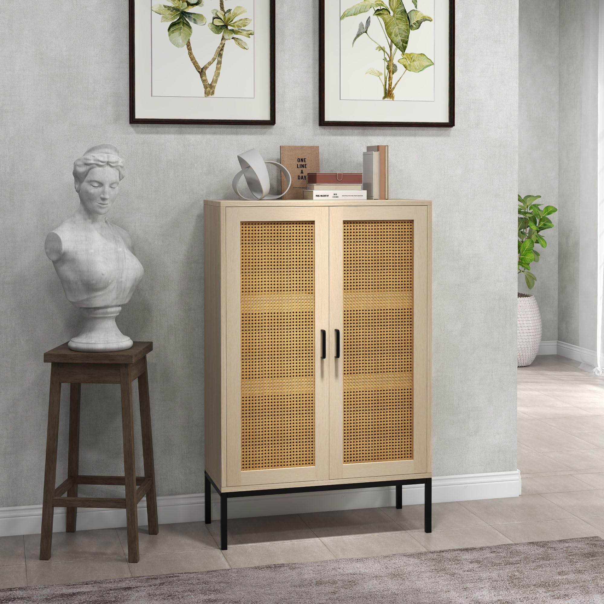 HOMCOM Sideboard 100x35x80cm - Wohnzimmer Schrank Mit Glasfronten, Schublade & Verstellbaren Böden
