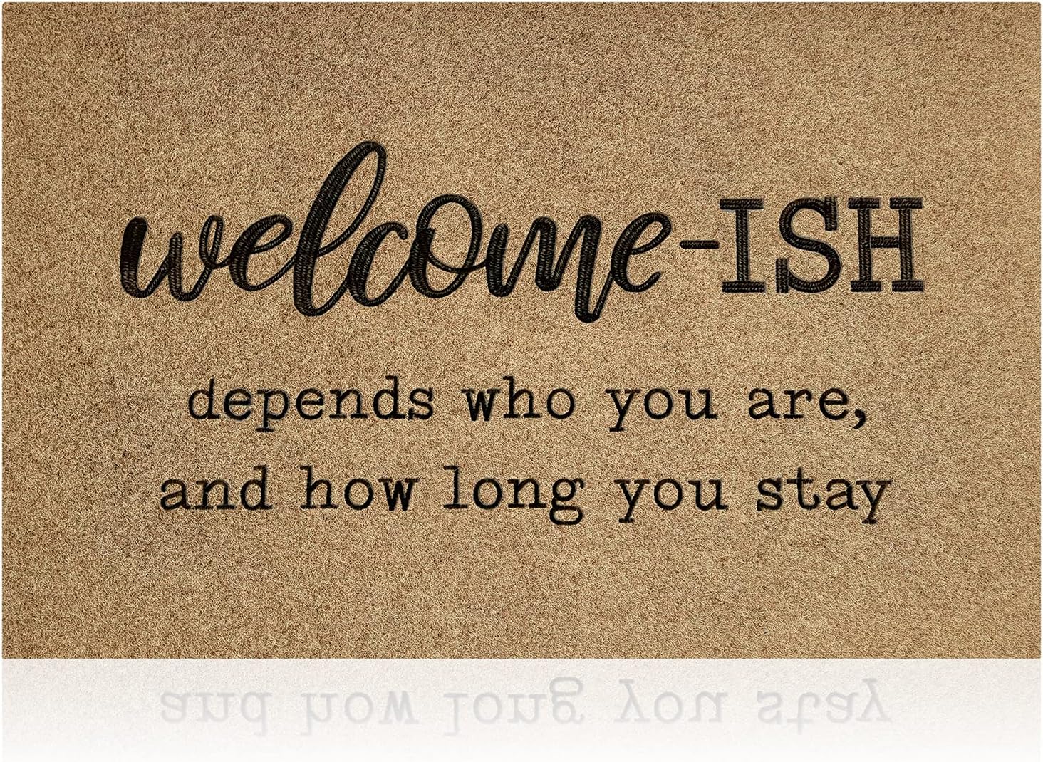 JJUUYOU Welcome Mats for Front Door Outdoor Entry Welcome Ish Depends Who You are Doormat Non-Slip Rubber Mat for Home Indoor Farmhouse Funny Kitchen Rugs Balcony Patio Full Brown