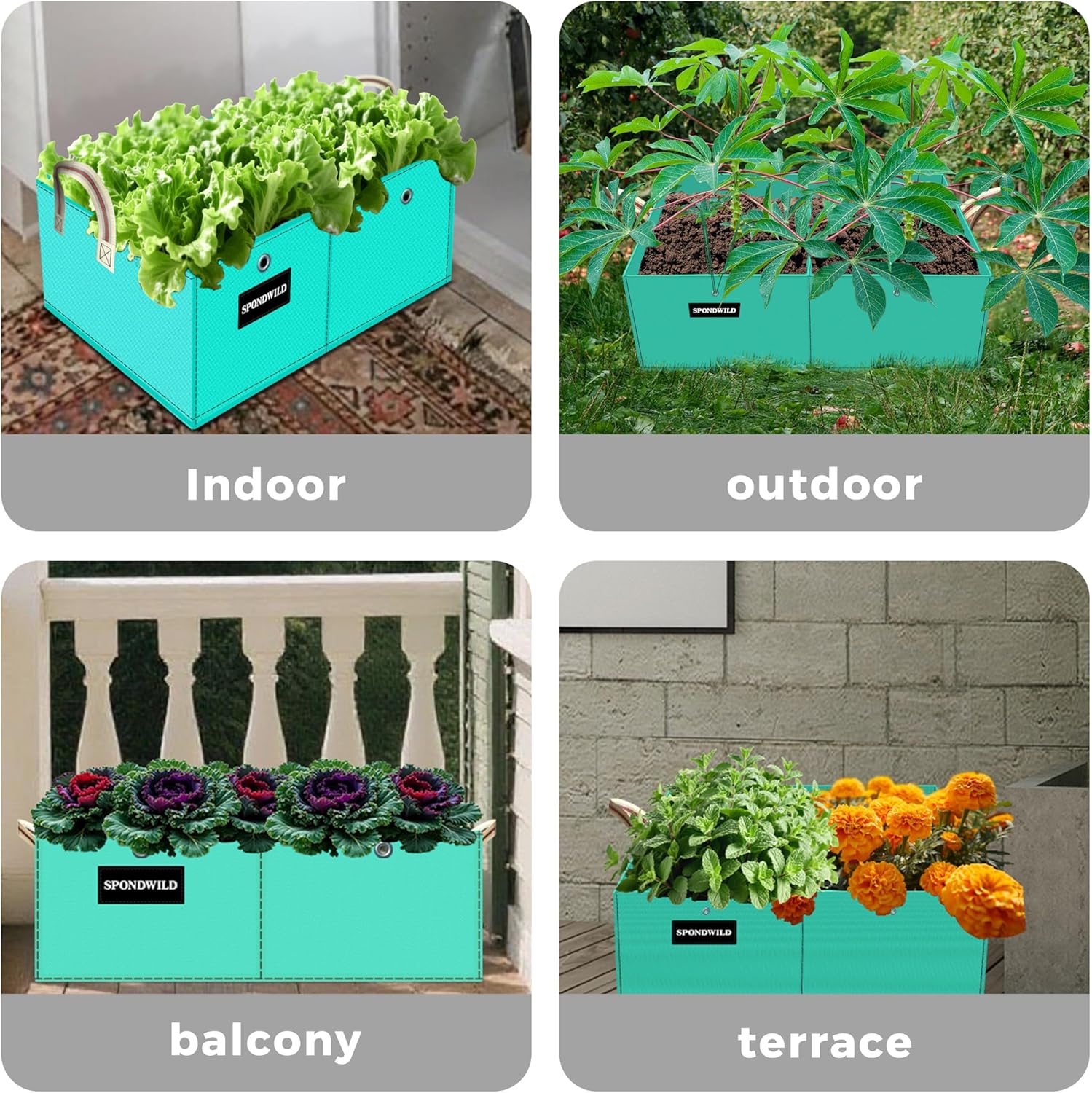Rectangle Grow Bags - 2 Pcs 10 Gallon Pots Compatible Potato Planter, PE Rectangle Planter for Growing Fruit and Vegetables, Green