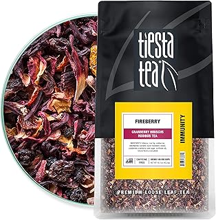 Tiesta Tea - Fireberry, Loose Leaf Cranberry Hibiscus Rooibos Tea, Decaf, Hot & Iced Tea, 1 lb Bulk Bag - 200 Cups, Natural Flavored, Hibiscus Rooibos Tea Loose Leaf (Package may vary)