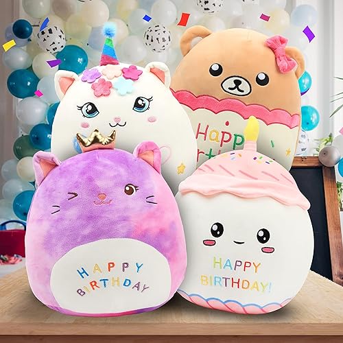 Miniatura 5 de Easfan Almohada de felpa suave para pastel de cumpleaños de 12 pulgadas, lindo animal de peluche para decoración del hogar, habitación, regalos de