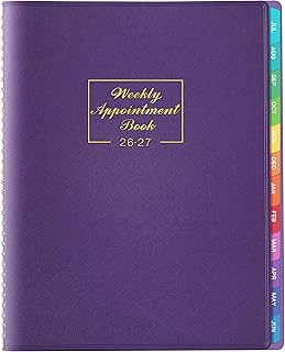 2026-2027 Weekly Appointment Book - Daily Planner 2026-2027 from July 2026 - June 2027, 8.5" x 11", 15-Minute Interval, Flexible Leather Cover, 12 Monthly Tabs, Back Pocket