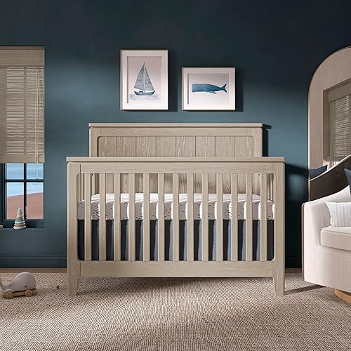 Miniatura 9 de Evolur Oakley 5-en-1 Cuna convertible de tamaño completo para bebé en nogal, GreenGuard Gold y JPMA, 3 alturas de colchón, se convierte en cama