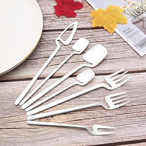 Miniatura 2 de JASHII 8 cucharas de mango largo para colgar, cuchara de té helado, cuchara de café, cucharas agitadoras de acero inoxidable 304 para té, postre,