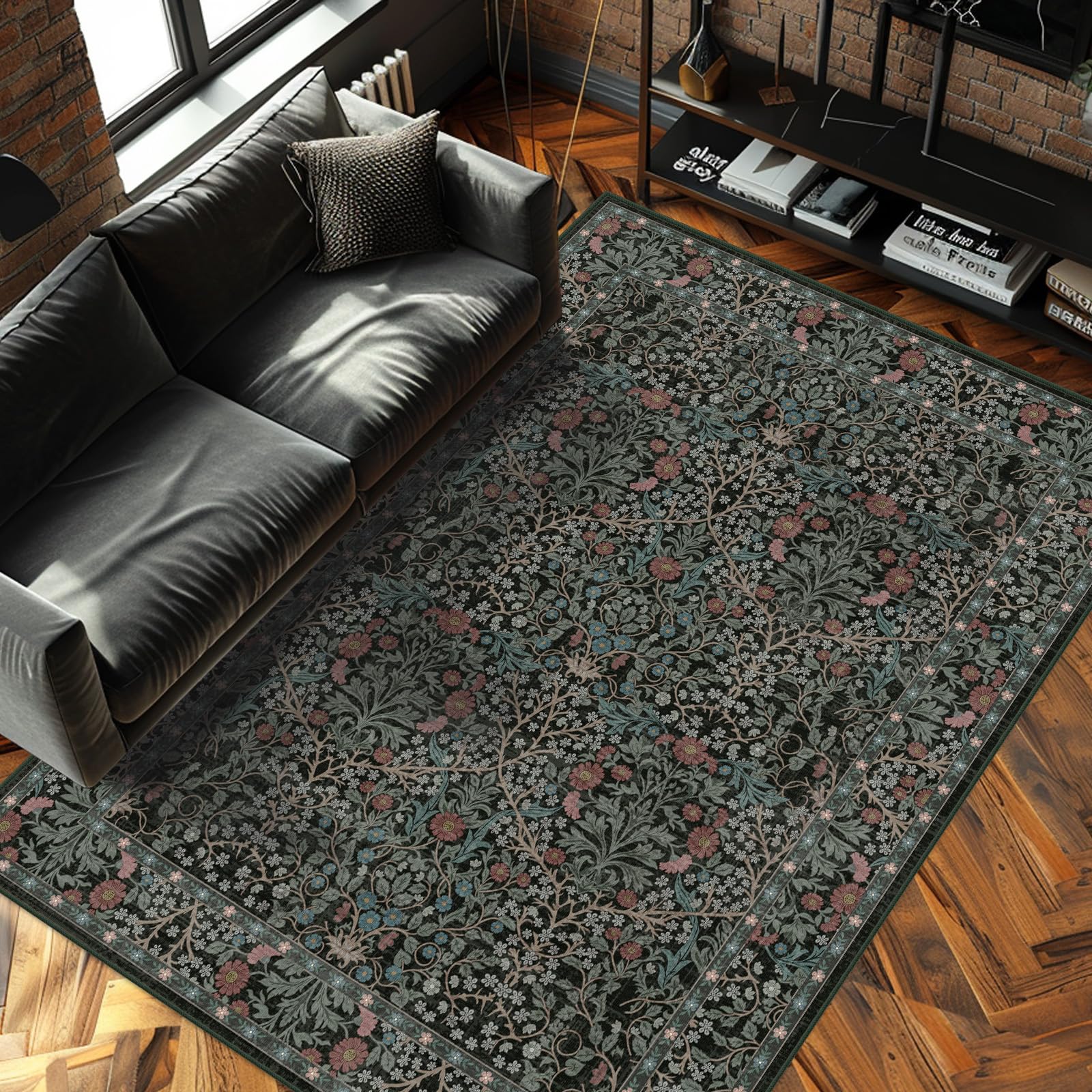 shinefly 5x7 Washable Floral Rug