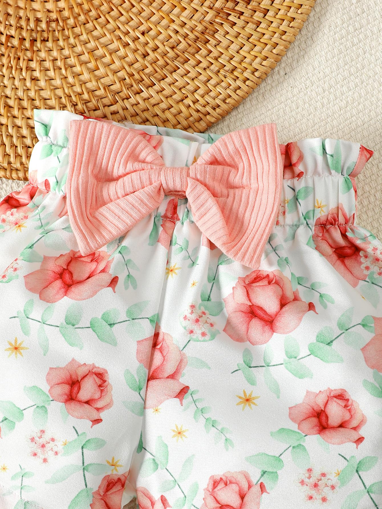 Conjunto de ropa de verano para bebé niña con volantes y un hombro descubierto, 2 piezas — view 4