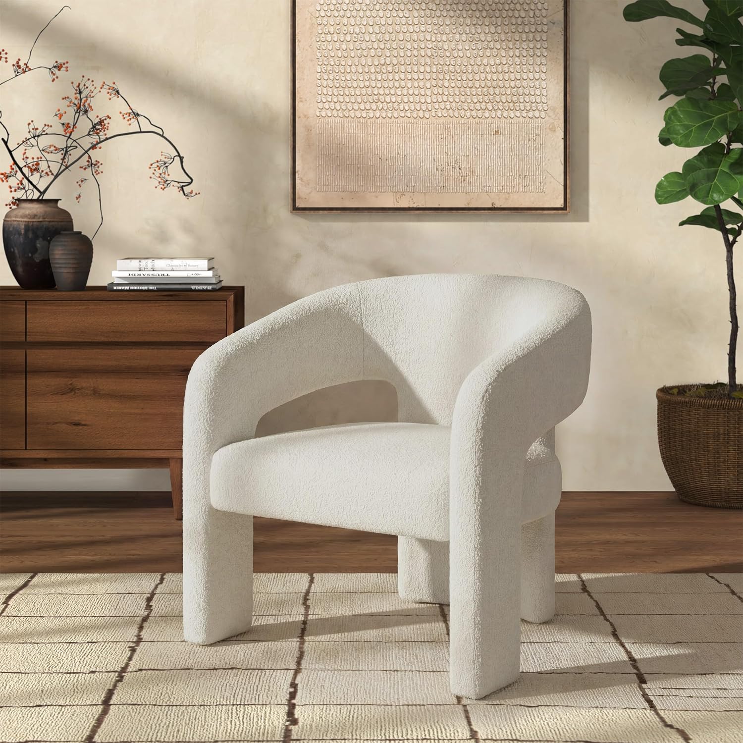 SAFAVIEH Couture Collection Roseanna Modern Ivory Boucle Accent Chair (Fully Assembled)