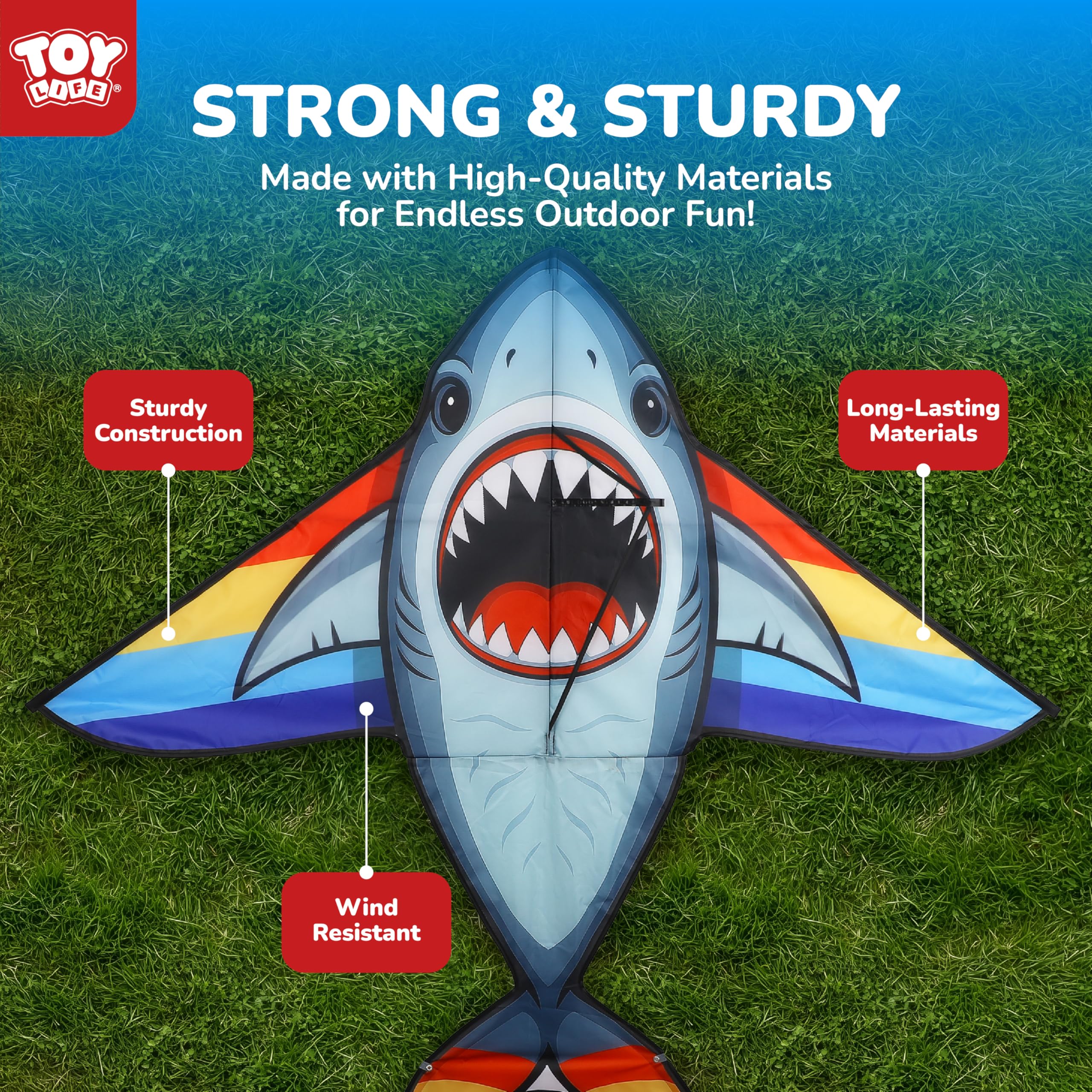 TOY Life 55.9'' Kites Easy to Fly for Kids Adults with 328.1 FT String, Beach Kite Outdoor Game Outside Toys Activity, Beach Toys for Kids, Gift for Boys Ages 4-8 - 5