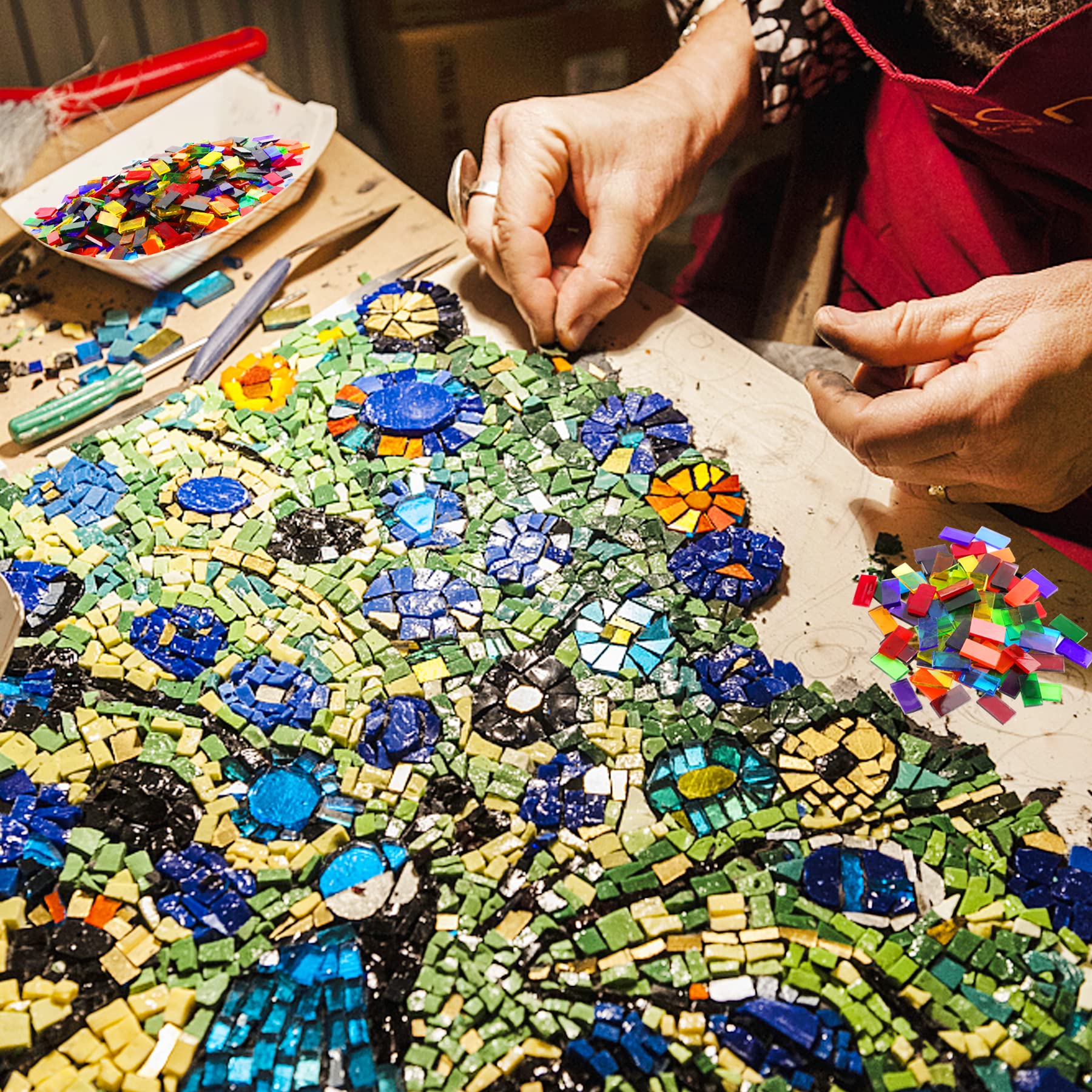 ガラスタイル2個セット　ぴぃすけ屋 Amazon.co.jp: モザイクタイル ガラスタイル 200g透明ガラスモザイク