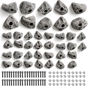 40 PCS Rock Climbing Holds - Rock Climbing Wall for Indoor and Outdoor - Bolt On Climbing Holds - Mutil Size Includes Mounting Hardware, Made in USA