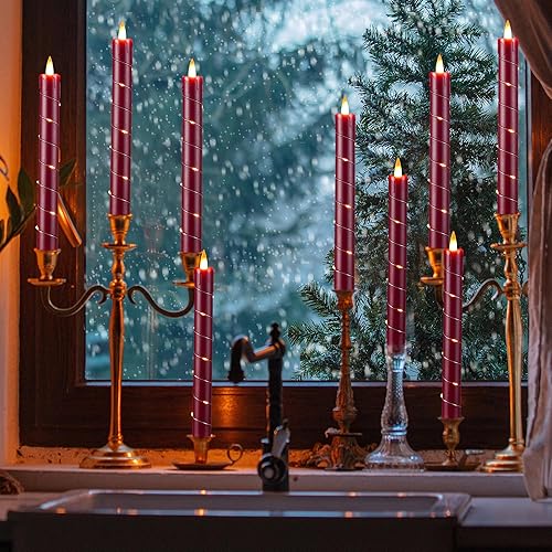 Vista 19 de Da by 3 velas parpadeantes sin llama, funcionan con pilas, con control remoto y tiempo, llama dinámica 3D LED 3D, 9.6 pulgadas para bodas, fiestas