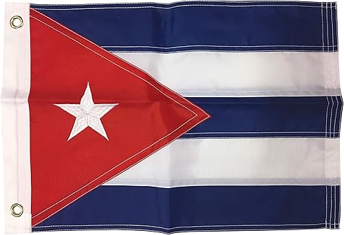 4 Less Co 12x18 Bandera cubana de nailon bordada con ojales