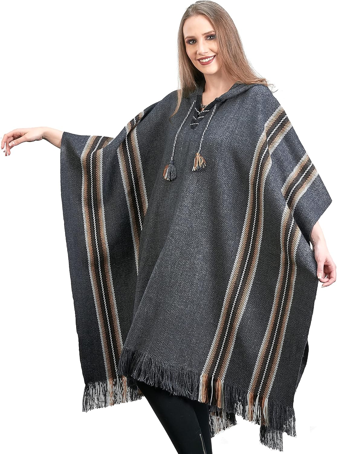 Alpaca Hooded Poncho for Women - Warm and soft - Cloak Cape Shawl
