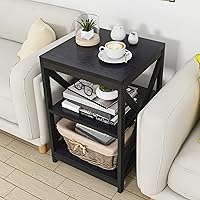 Vista 9 de Bigbiglife Juego de 3 mesas de centro para sala de estar, mesa auxiliar industrial de diseño X y 2 mesas auxiliares, juego de mesa de sala de estar