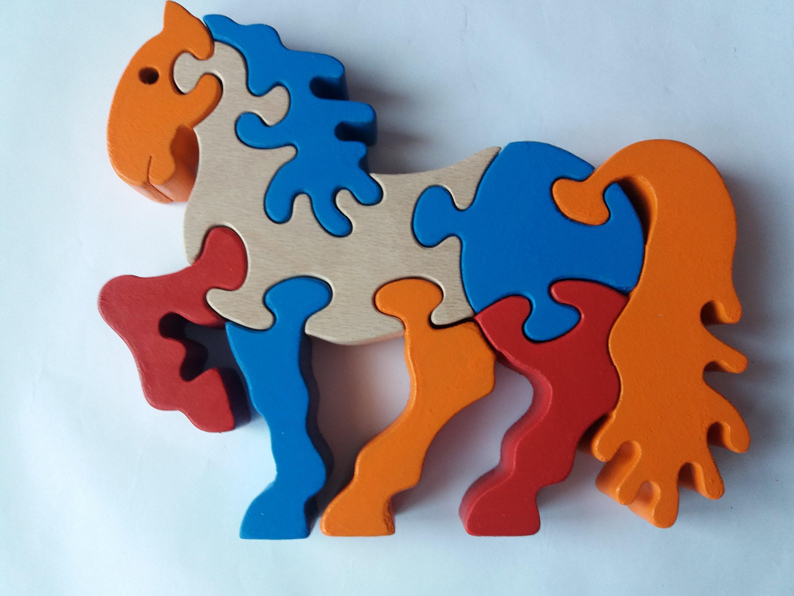 Wooden puzzle horse pony handmade horse animal toy gift for children massive beech wood toy poney