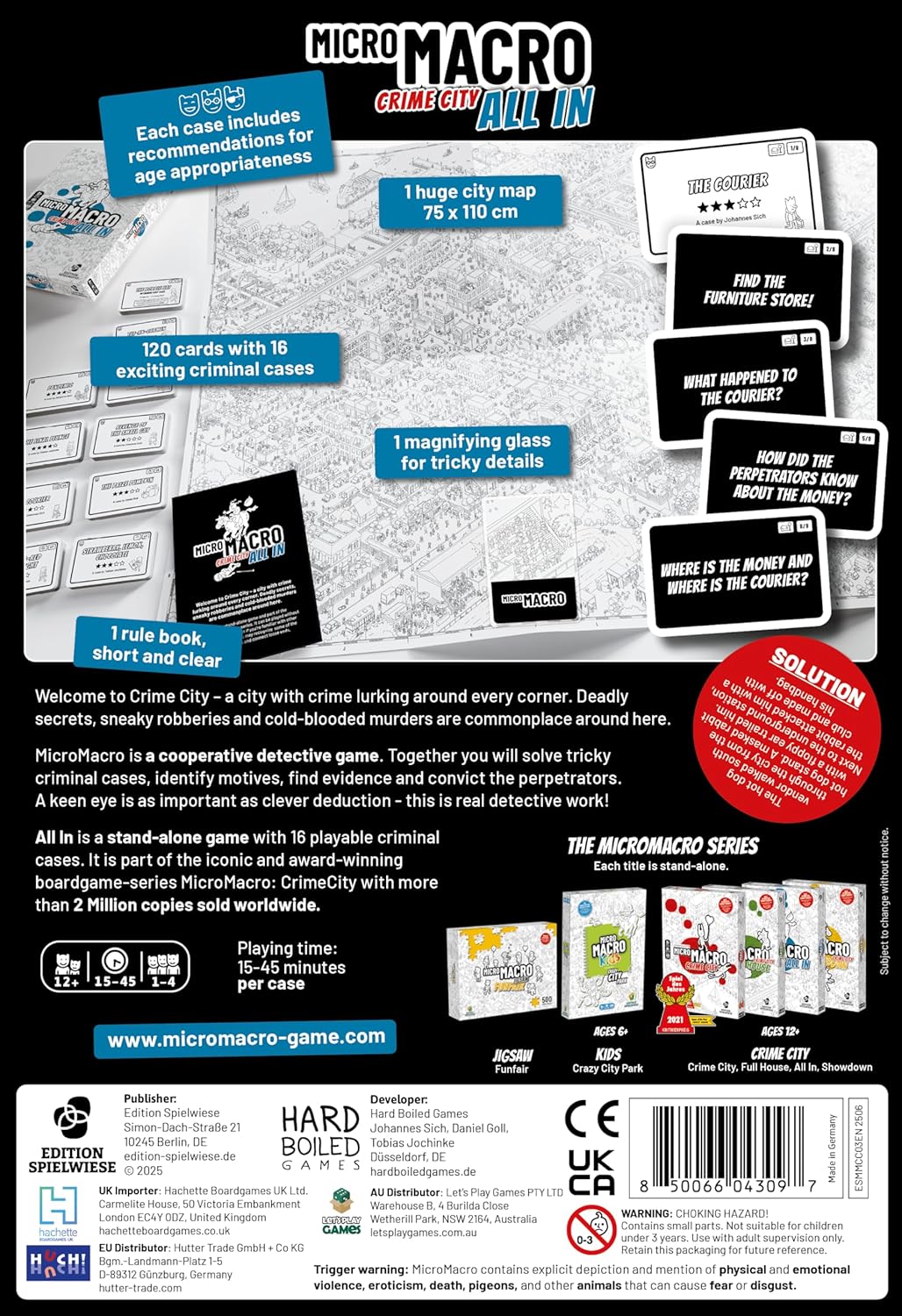 MicroMacro: Crime City - All in | Murder Mystery and Detective Game | 16 Search and Find Detective Cases | Cooperative Board Games for Teens and Adults | Ages 12+ | 1-4 Players | 15-45 min