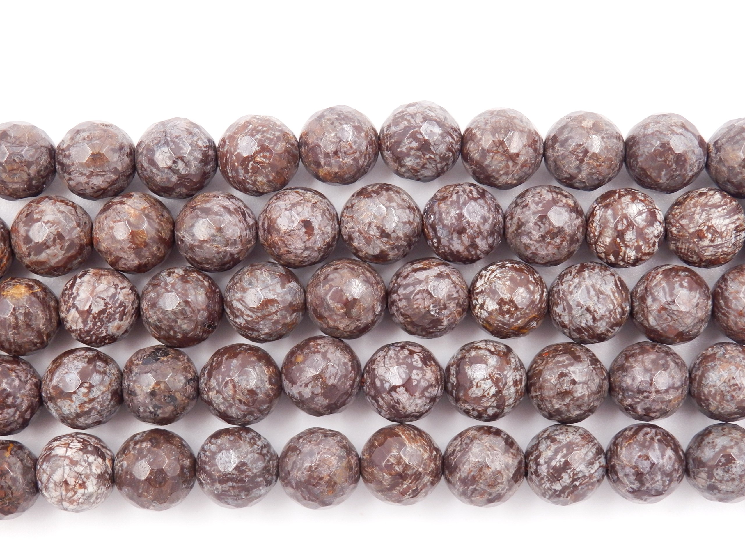 Malahill Natural Snowflake Obsidian Beads - 8mm Faceted Rondelles, 5 Strands & Cord For Jewelry Making
