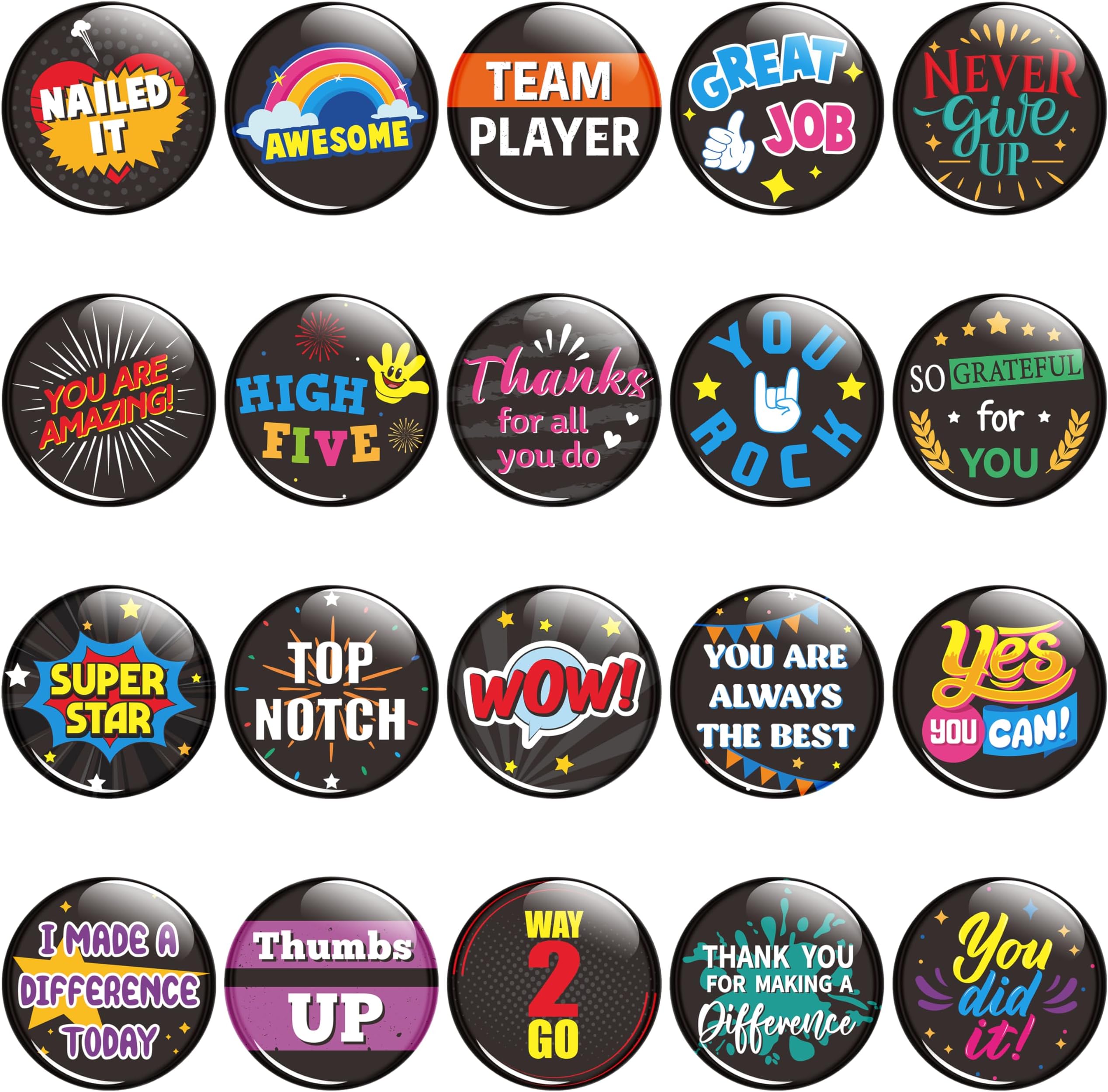 Reward Button Pins - Inspirational Recognition Round Badge Bulk Positive Motivation Incentive Pinback for Employee Workers Appreciation Student Kids School Office Supplies Party Favors