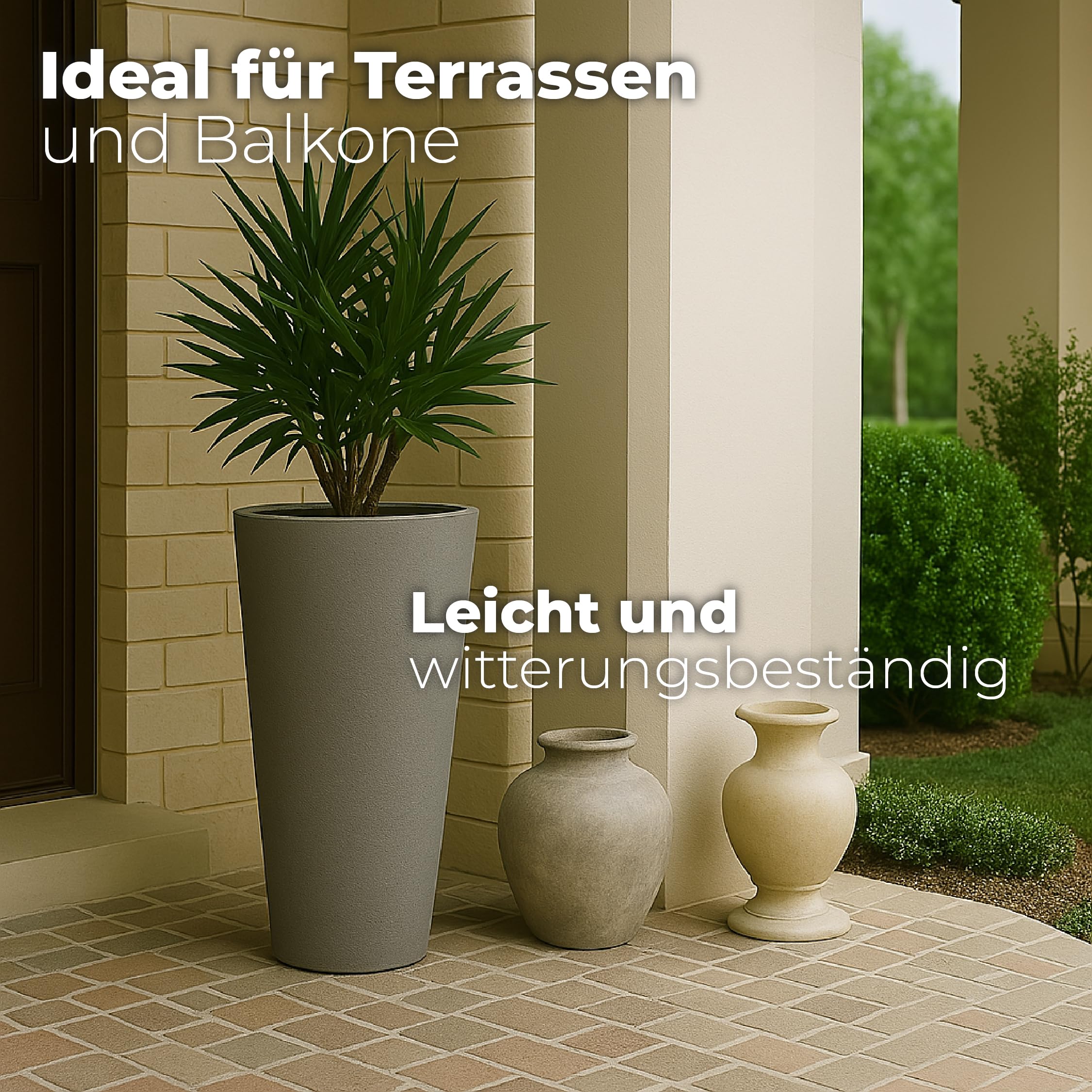 ActivoTex 2er Set bertopf Blumentopf Pflanzkbel bertopf Gro Indoor  Kunststoff Pflanztopf Lang Schmal 30cm Taupe: Amazon.de: Garten