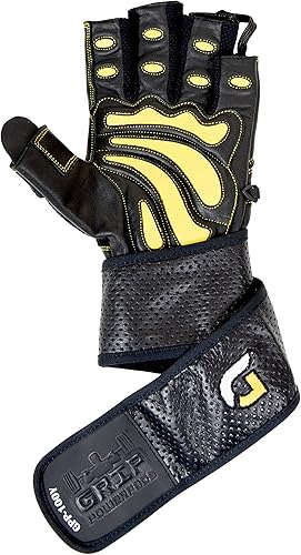 Miniatura 6 de Elite - Guantes de cuero para gimnasio con muñequeras integradas de 2 pulgadas de ancho, agarre y diseño para levantamiento de pesas, levantamiento