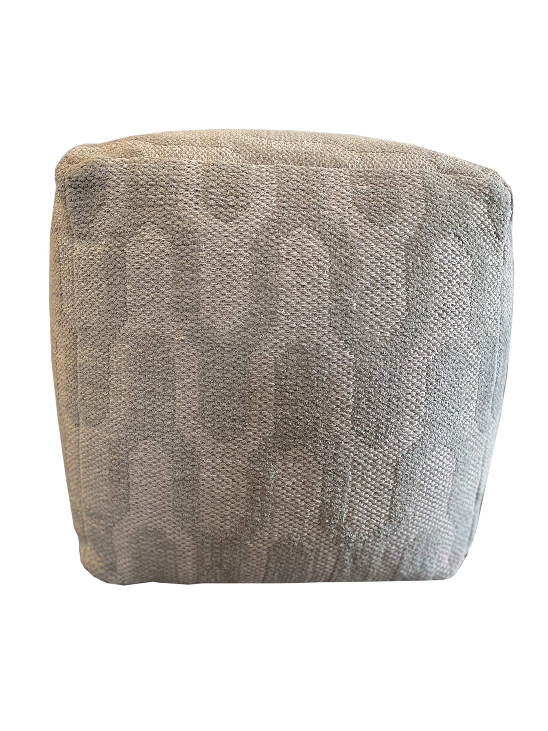 NOORI HOME - 100% Handmade Comfortable Soft Beanie Archie Pouf Ottoman Footrest - Grey - 18x18x18 - Livingroom, Bedroom, Kids Room, Nursery