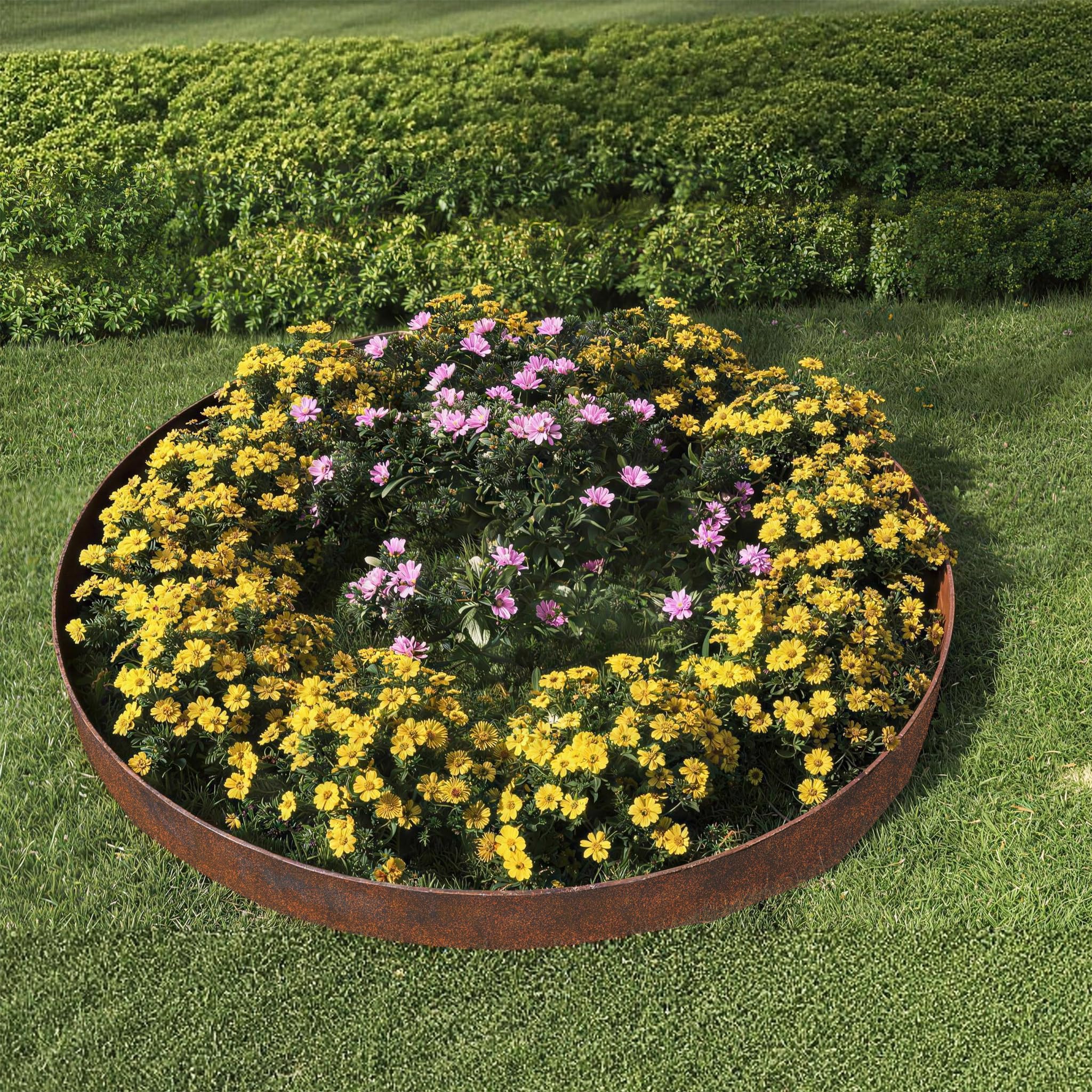 Froadp Beeteinfassung Metall 15m x 15cm, Rasenkante Verzinkt 0,6 mm, Flexible Mähkante Garten, Metall Rasenkanten Beetumrandung für Gartenbeet, Beetbegrenzung, Baumring, Rasenabgrenzung, Rostfarben