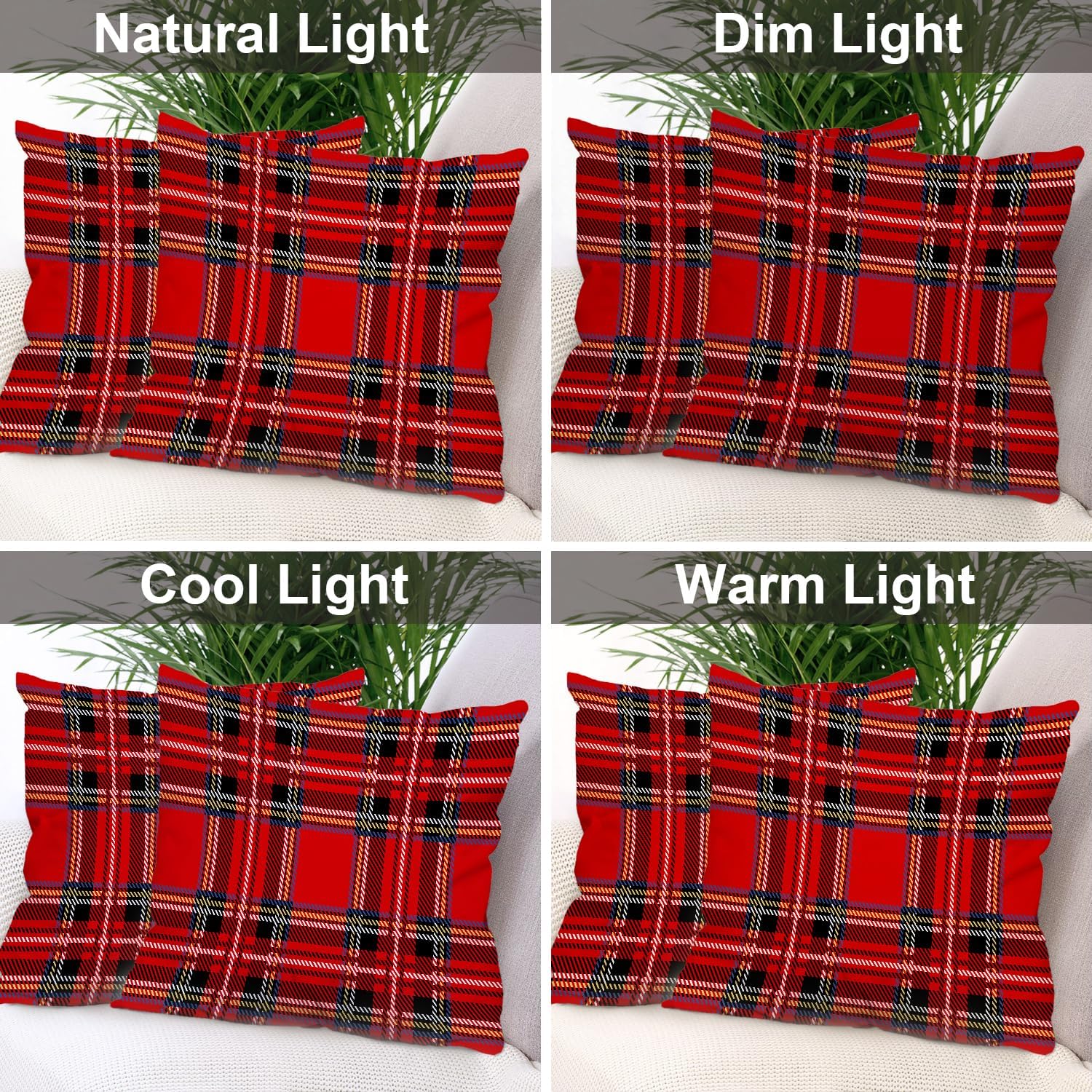 Batmerry Red Plaid Decorative Pillow Covers, Royal Stewart Tartan Classic Scottish Double Sided Throw Pillow Covers Sofa Cushion Cover Square 22 x 22 Inches(Set of 2)