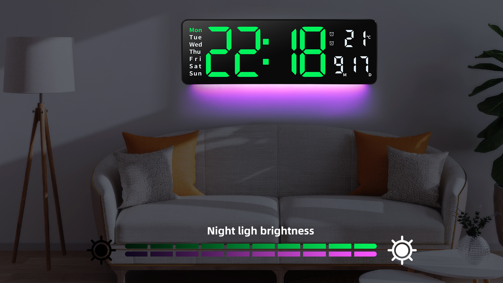Horloge Murale LED Fuloon 13 Pouces - Affichage Date, Température, Compte à Rebours