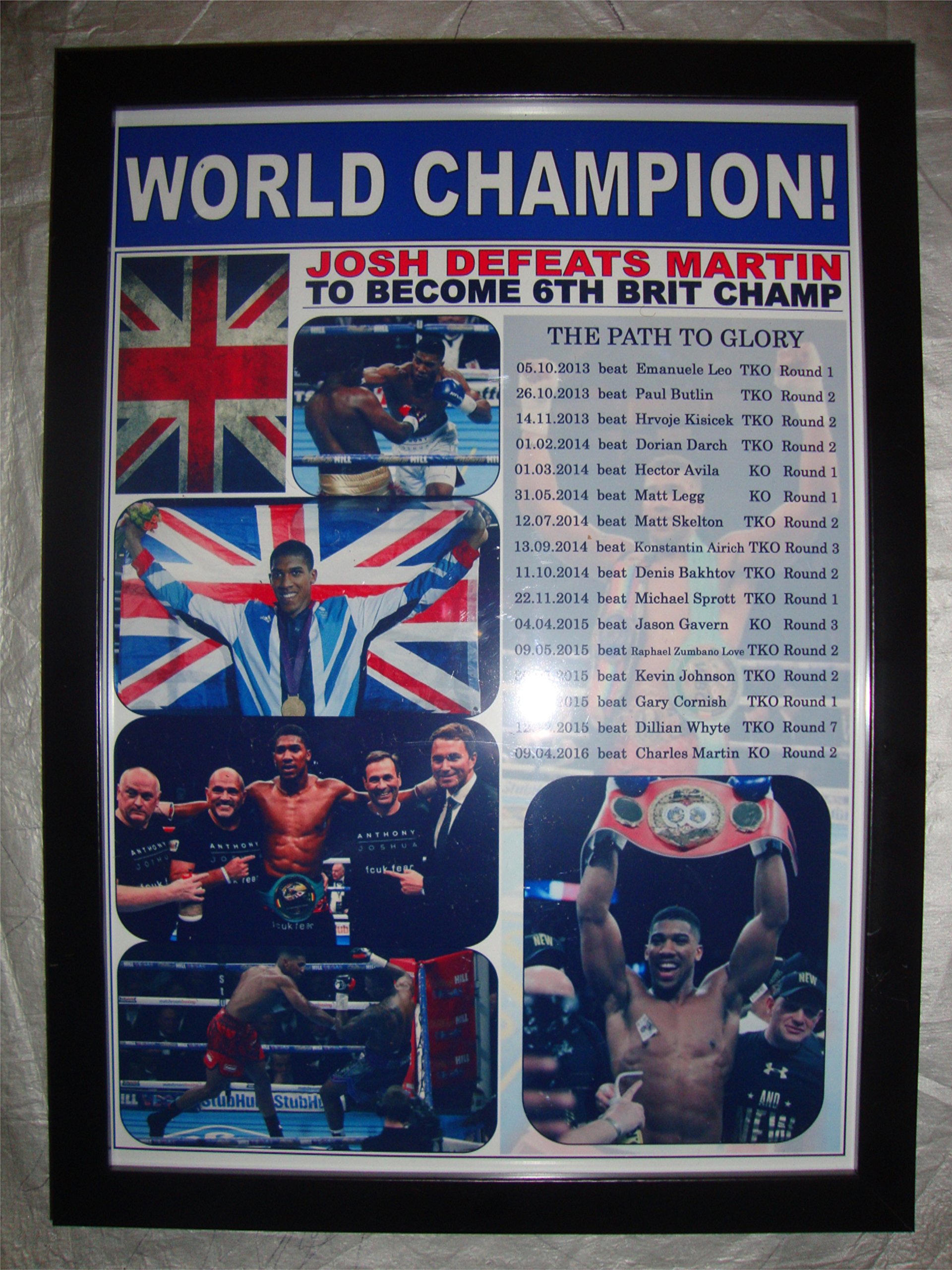 Lilywhite Multimedia Black Anthony Joshua Ibf World Heavyweight Champion - Boxing - 2016 - Framed Print