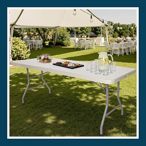 Miniatura 2 de OEF Furnishings Mesa plegable plegable de 6 pies, 30 x 72 pulgadas, gris claro