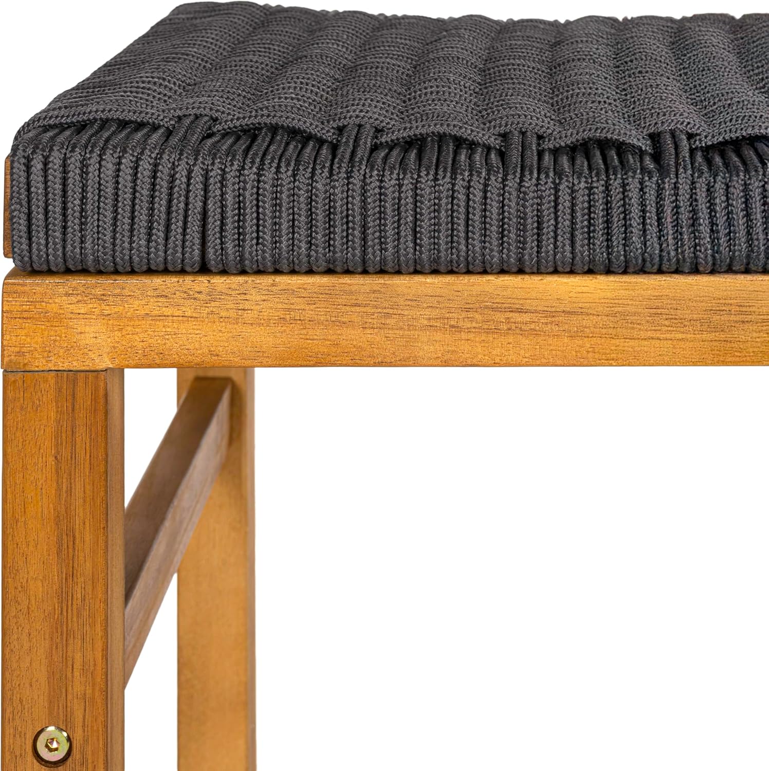 JONATHAN Y CSL1201B-SET2 Armand 25.6" Modern Coastal Backless Acacia Wood Outdoor Bar Stool with Woven Rope Seat, for Patio, Lawn, Backyard, Deck, Light Teak/Grey (Set of 2)