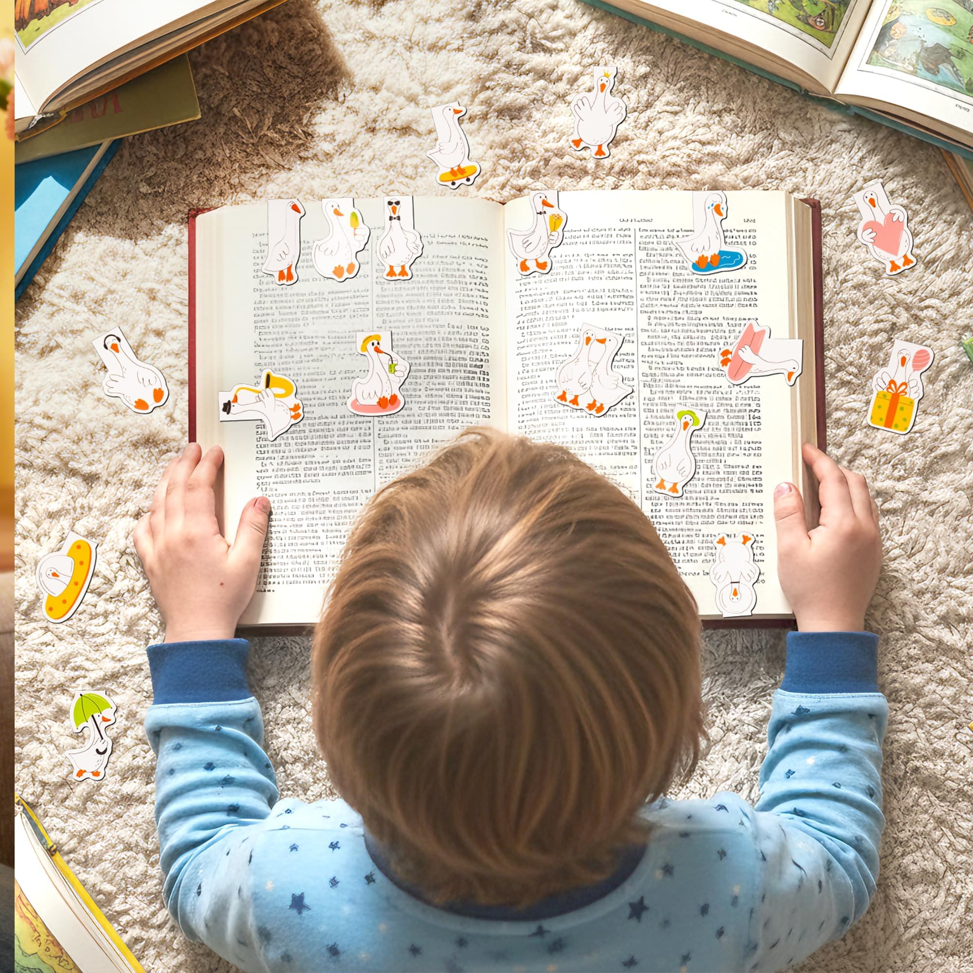 Lot de 18 marque-pages magnétiques en forme d'oie amusante pour la rentrée scolaire, cadeau pour les amateurs de livres, les étudiants, les enfants, les marqueurs de page d'animaux pour