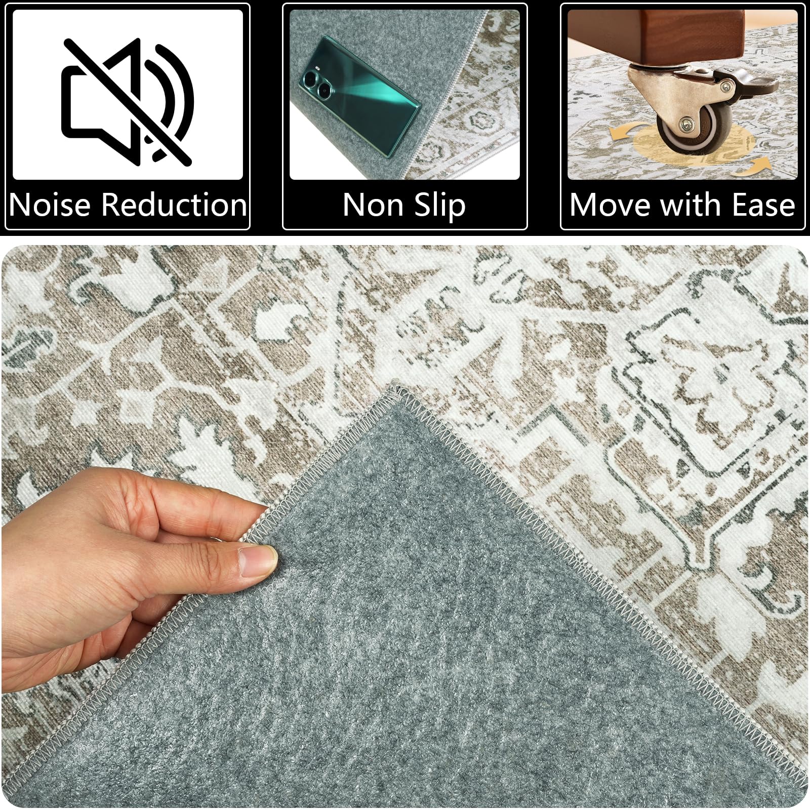 Famibay Protector Suelo Silla Ruedas 120x150cm Alfombra Silla Escritorio Antideslizante Alfombra Protectora Suelo para Silla de Oficina Lavable para Suelo Duro Baldosas Beige Marrón